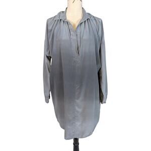 Gypsy 05 100% Silk Gray Tunic Blouse XS Made in USA Oversized Dolman Top